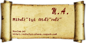 Mihályi Aténé névjegykártya